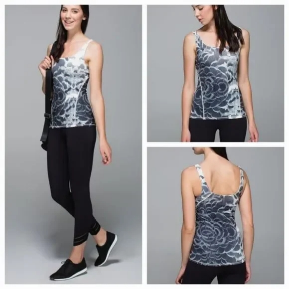 Lululemon Amala Tank in Pretty Plume Angel Wing Black Size 6 - Picture 1 of 9